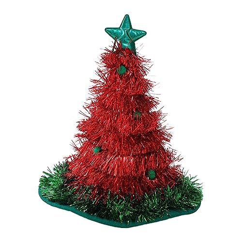 ZEPFJHE Lametta Weihnachtsbaum Hut Grün Hut Lustige Weihnachtsmann Hüte Cosplay Party Kostüm Weihnachten für Erwachsene von ZEPFJHE