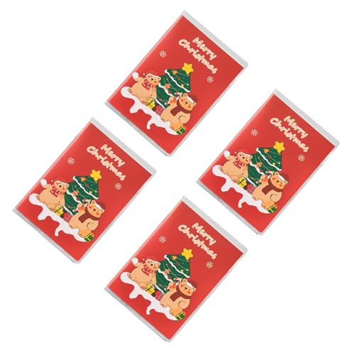 ZEPFJHE Notizbücher mit 128 Seiten, liniert, weihnachtliche Notizblöcke, 10,7 x 7,6 cm, kleine Notizbücher zum Zeichnen und Schreiben, 4 Stück von ZEPFJHE