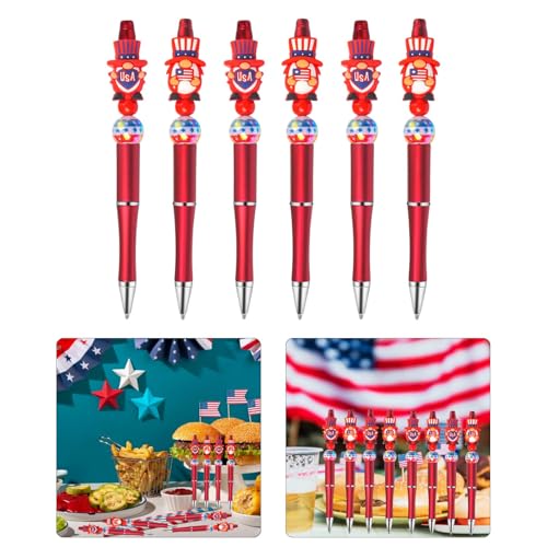 ZEPFJHE Patriotischer Kugelschreiber mit abnehmbaren Perlen, patriotische Perlen, Cartoon-Perlen für Studenten, Kinder, Erwachsene, Perlen, Stift für Kreativität, 6 Stück ZEPFJHE Patriotischer Kugelschreiber mit abnehmbaren Perlen, patriotische Perlen, Cartoon-Perlen für Studenten, Kinder, Erwachsene, Perlen, Stift für Kreativität, 6 Stück von ZEPFJHE