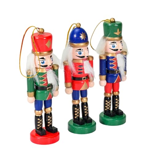 ZEPFJHE Set mit 3 bunten Nussknacker-Figuren, hängende Anhänger, Weihnachtsbaumschmuck, festliche Heimdekoration, Holzfiguren ZEPFJHE Set mit 3 bunten Nussknacker-Figuren, hängende Anhänger, Weihnachtsbaumschmuck, festliche Heimdekoration, Holzfiguren von ZEPFJHE