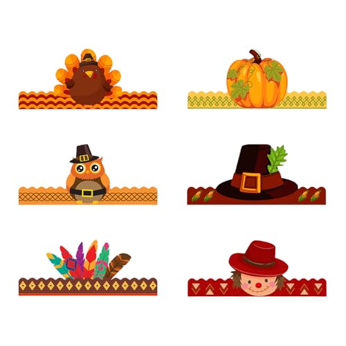 ZEPFJHE Türkei-Kronenhut, Kopfbedeckung, Papier, Thanksgiving-Party-Zubehör für Festival-Anlässe und Ernte-Themen-Events, Thanksgiving-Party-Hut von ZEPFJHE