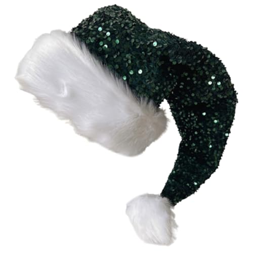 ZEPFJHE Weihnachtsmütze mit Pailletten und weißer pelziger Krempe für Weihnachtsfeiern, Verkleidung, Cosplay, Pailletten, besetzt ZEPFJHE Weihnachtsmütze mit Pailletten und weißer pelziger Krempe für Weihnachtsfeiern, Verkleidung, Cosplay, Pailletten, besetzt von ZEPFJHE