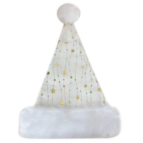 ZEPFJHE Weihnachtsmütze mit goldenem Stern und weißer pelziger Krempe für Weihnachtsfeiern, Verkleidungen, Cosplay, mehrfarbig ZEPFJHE Weihnachtsmütze mit goldenem Stern und weißer pelziger Krempe für Weihnachtsfeiern, Verkleidungen, Cosplay, mehrfarbig von ZEPFJHE