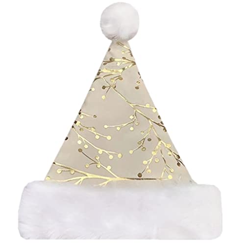 ZEPFJHE Weihnachtsmütze mit vergoldetem Muster, Unisex, für Erwachsene, Kinder, Weihnachtsmannmütze, Urlaubsmütze für festliche Partys, Neujahrsdekorationen ZEPFJHE Weihnachtsmütze mit vergoldetem Muster, Unisex, für Erwachsene, Kinder, Weihnachtsmannmütze, Urlaubsmütze für festliche Partys, Neujahrsdekorationen von ZEPFJHE