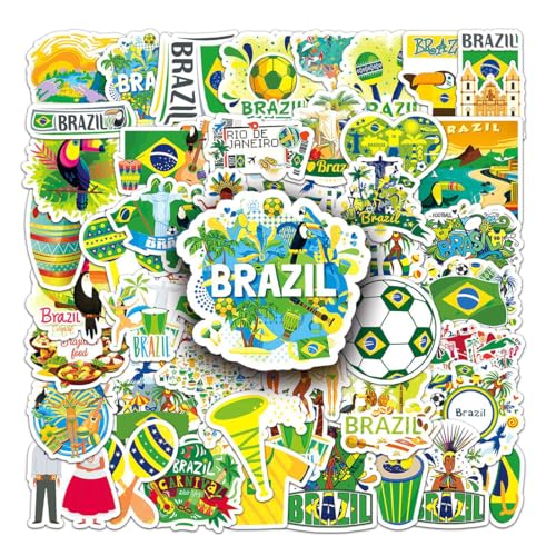 50 Stück Brasilien Aufkleber, Brasilien Urlaub Reise Aufkleber, Scrapbooking-Aufkleber, Wasserdichte Koffer Sticker für Scrapbooking, Wasserflasche, Gepäck, Skateboard, Gitarre, Laptop 50 Stück Brasilien Aufkleber, Brasilien Urlaub Reise Aufkleber, Scrapbooking-Aufkleber, Wasserdichte Koffer Sticker für Scrapbooking, Wasserflasche, Gepäck, Skateboard, Gitarre, Laptop von ZEPIQOR