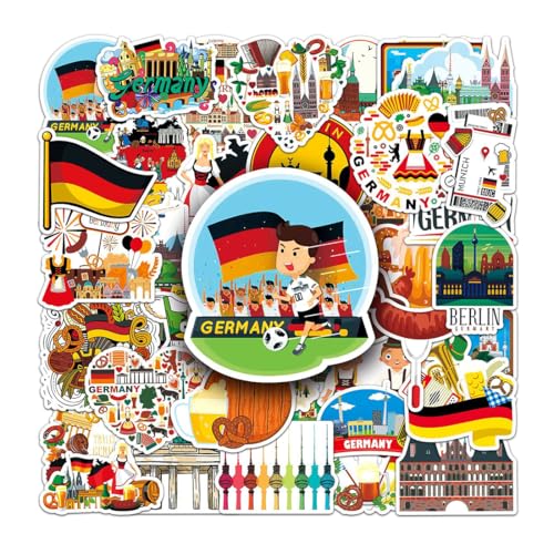 50 Stück Deutschland Aufkleber, Deutschland Urlaub Reise Aufkleber, Scrapbooking-Aufkleber, Wasserdichte Koffer-Aufkleber für Scrapbooking, Wasserflasche, Gepäck, Skateboard, Gitarre, Laptop 50 Stück Deutschland Aufkleber, Deutschland Urlaub Reise Aufkleber, Scrapbooking-Aufkleber, Wasserdichte Koffer-Aufkleber für Scrapbooking, Wasserflasche, Gepäck, Skateboard, Gitarre, Laptop von ZEPIQOR