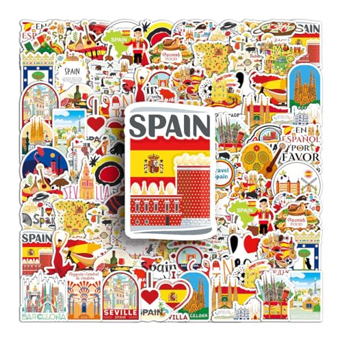50 Stück Spanien Aufkleber, Spanien Urlaub Reise Aufkleber, Scrapbooking-Aufkleber, Wasserdichte Koffer Sticker für Scrapbooking, Wasserflasche, Gepäck, Skateboard, Gitarre, Laptop 50 Stück Spanien Aufkleber, Spanien Urlaub Reise Aufkleber, Scrapbooking-Aufkleber, Wasserdichte Koffer Sticker für Scrapbooking, Wasserflasche, Gepäck, Skateboard, Gitarre, Laptop von ZEPIQOR