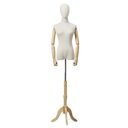 Mannequin Schneiderschneider Dummy Kleiderform Schneider Schneider Dummy -Bekleidungsgeschäft Schaufensterpuppen Dummy Model Schüler Mannequin mit Holzbasis Fenster Hochzeitsschelf (Beige E) von ZERAPH