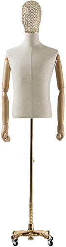 Schaufensterpuppen Schneiderung Dummy Kleiderform adjsable Goldener Stand Mann Mannequin Torso Körperkleid Form Büsten Manikin mit Kopf Holzarmen (Farbe: 5) (3) von ZERAPH