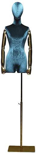 Schaufensterpuppen Schneiderung Dummy Kleiderform weibliche Schaufensterpuppen Torso Körperkopfkleid Form mit flexiblen Armen Goldener Stand für Kleidungskleid Schmuckausstellung (dunkelgrün) von ZERAPH