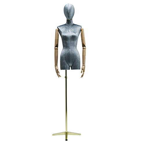 Schaufensterpuppen Schneiderung Dummy Kleidform Schneider Schaufensterpuppen Dummy -Bekleidungsgeschäft Schaufensterpuppen Modell mit Metallbasisfenster -Display -Regal (blaues Gold) von ZERAPH