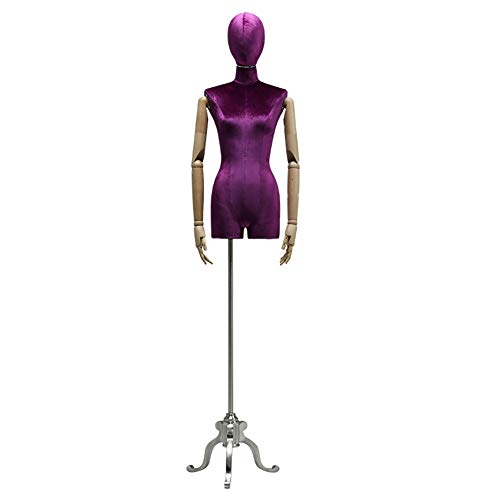 Schaufensterpuppen Schneiderung Dummy Kleidform Schneider Schaufensterpuppen Dummy -Bekleidungsgeschäft Schaufensterpuppen Modell mit Metallbasisfenster -Display -Regal (lila Silber) von ZERAPH
