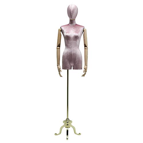 Schaufensterpuppen Schneiderung Dummy Kleidform Schneider Schaufensterpuppen Dummy -Bekleidungsgeschäft Schaufensterpuppen Modell mit Metallbasisfenster -Display -Regal (rosa Gold) von ZERAPH