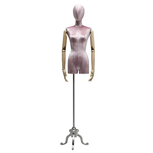 Schaufensterpuppen Schneiderung Dummy Kleidform Schneider Schaufensterpuppen Dummy -Bekleidungsgeschäft Schaufensterpuppen Modell mit Metallbasisfenster -Display -Regal (rosa Silber) von ZERAPH