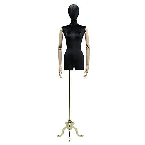Schaufensterpuppen Schneiderung Dummy Kleidform Schneider Schaufensterpuppen Dummy -Bekleidungsgeschäft Schaufensterpuppen Modell mit Metallbasisfenster -Display -Regal (schwarzes Gold) von ZERAPH