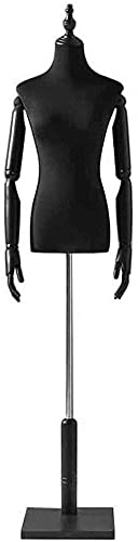 Schaufensterpuppen Schneiderung Dummy Kleidform Schwarze weibliche Kleid Form mit verstellbarem Ständer und flexiblen Armen, leichtes Schaufensterpuppen-Torso halb Körper für Kleidung T-Shirt Schaufensterpuppen Schneiderung Dummy Kleidform Schwarze weibliche Kleid Form mit verstellbarem Ständer und flexiblen Armen, leichtes Schaufensterpuppen-Torso halb Körper für Kleidung T-Shirt von ZERAPH