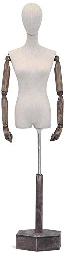 Schaufensterpuppenschneider Dummy Kleiderform Frauen Schneider Dummy Drehgeber Dummies Modestudenten Zeigen Büste mit Fester Holzarmhöhe für Bekleidung Schmuckshow (J) verstellbar von ZERAPH
