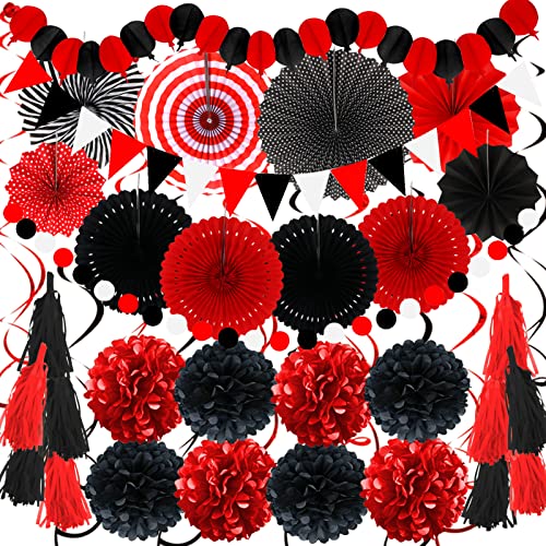 ZERODECO Party Deko, 41 Stück Schwarz Rot Party Dekoration Papier Pompoms Girlande für Jungen Mädchen Frauen Geburtstag Hochzeiten Abschlussfeier Babyparty Partydekorationen ZERODECO Party Deko, 41 Stück Schwarz Rot Party Dekoration Papier Pompoms Girlande für Jungen Mädchen Frauen Geburtstag Hochzeiten Abschlussfeier Babyparty Partydekorationen von ZERODECO