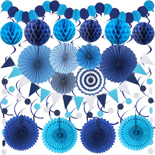 ZERODECO Blaue Party Dekorationen, Einfache Zusammenstellung Papierfächer Wabenkugeln Girlanden und Hängende Wirbel in Marineblau Party für Jungen, Männer, Abschlussfeiern, Geburtstage Baby-Duschen ZERODECO Blaue Party Dekorationen, Einfache Zusammenstellung Papierfächer Wabenkugeln Girlanden und Hängende Wirbel in Marineblau Party für Jungen, Männer, Abschlussfeiern, Geburtstage Baby-Duschen von ZERODECO