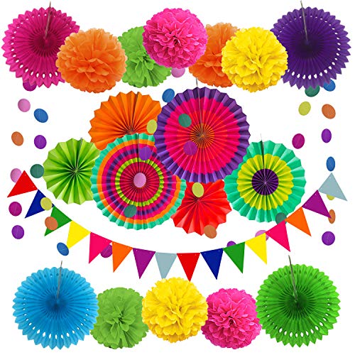 ZERODECO Party Dekoration Papier Pompoms, Aufhängen Fächer, Dreieckige Wimpel und hängende Glitter Punkt Girlande für Party Hochzeit Geburtstag Festival Weihnachten Event Mexikanische Fiesta 21 Stück ZERODECO Party Dekoration Papier Pompoms, Aufhängen Fächer, Dreieckige Wimpel und hängende Glitter Punkt Girlande für Party Hochzeit Geburtstag Festival Weihnachten Event Mexikanische Fiesta 21 Stück von ZERODECO