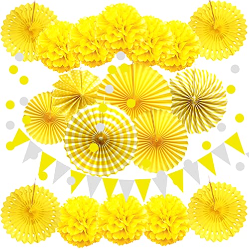 ZERODECO Party Dekoration Papier Pompoms, Gelb Aufhängen Fächer Dreieckige Wimpel und hängende Glitter Punkt Papier Girlande Dekorpapier für Party Hochzeit Geburtstag ZERODECO Party Dekoration Papier Pompoms, Gelb Aufhängen Fächer Dreieckige Wimpel und hängende Glitter Punkt Papier Girlande Dekorpapier für Party Hochzeit Geburtstag von ZERODECO