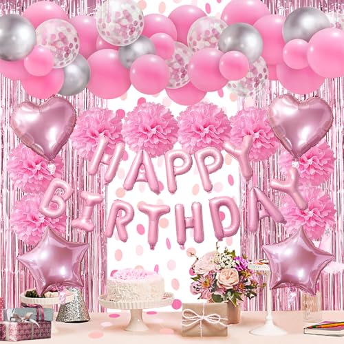 ZERODECO Rosa Geburtstagsdeko, Happy Birthday Girlande Pompons Fransen Vorhang Luftballons Geburtstagsdeko Mädchen Geburtstagsdeko Frauen Damen Kindergeburtstag Deko Geburtstag Party Zubehör ZERODECO Rosa Geburtstagsdeko, Happy Birthday Girlande Pompons Fransen Vorhang Luftballons Geburtstagsdeko Mädchen Geburtstagsdeko Frauen Damen Kindergeburtstag Deko Geburtstag Party Zubehör von ZERODECO