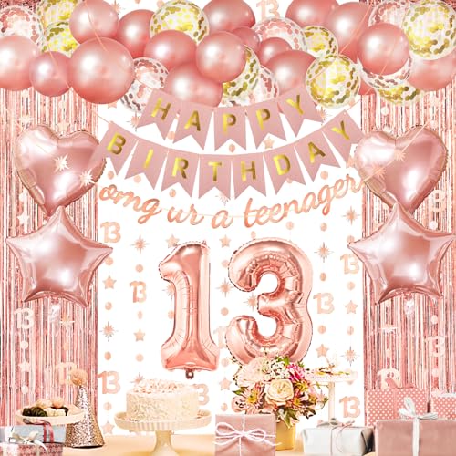 ZERODECO Roségold Geburtstag Party Dekorationen 13th, Omg Ur a Teenager Happy Birthday Banner Vorhang 13 Girlande Folie Konfetti Ballons für Frauen Mädchen Königin Prinzessin Geburtstag Party ZERODECO Roségold Geburtstag Party Dekorationen 13th, Omg Ur a Teenager Happy Birthday Banner Vorhang 13 Girlande Folie Konfetti Ballons für Frauen Mädchen Königin Prinzessin Geburtstag Party von ZERODECO