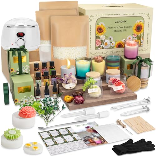 ZEROMX Kerzen Selber Machen Set, 1200g Sojawachs DIY Kerzenherstellung Kit für Erwachsene Anfänger Elektrischer Wachsschmelzer mit Komplette DIY Kerze Machen Kit- EU Stecker ZEROMX Kerzen Selber Machen Set, 1200g Sojawachs DIY Kerzenherstellung Kit für Erwachsene Anfänger Elektrischer Wachsschmelzer mit Komplette DIY Kerze Machen Kit- EU Stecker von ZEROMX