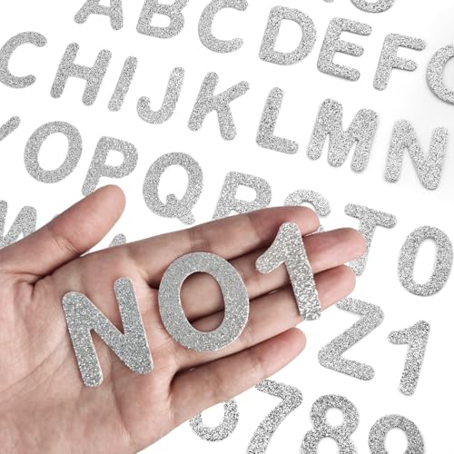 Glitzer-Aufnäher zum Aufbügeln, Buchstaben und Zahlen, Alphabet, bestickt, A-Z, Zahlen 0–9, für Jacken, Rucksäcke, Hüte und Hemden, 72 Stück von ZESION