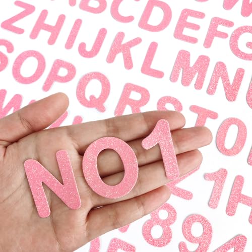 Glitzer-Aufnäher zum Aufbügeln, Buchstaben und Zahlen, Alphabet, bestickt, A-Z, Zahlen 0–9, für Jacken, Rucksäcke, Hüte und Hemden, Rosa, 72 Stück von ZESION
