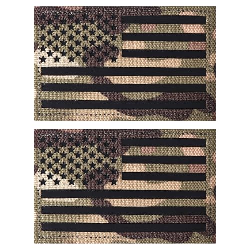 ZESION 2 Stück reflektierende Camouflage-Aufnäher mit amerikanischer Flagge, taktische US-Flagge, vollständige Stickerei, Militär-Aufnäher für Kappen, Taschen, Westen, Militäruniform ZESION 2 Stück reflektierende Camouflage-Aufnäher mit amerikanischer Flagge, taktische US-Flagge, vollständige Stickerei, Militär-Aufnäher für Kappen, Taschen, Westen, Militäruniform von ZESION