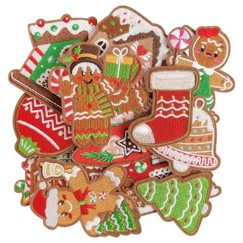 ZESION Weihnachts-Aufnäher zum Aufbügeln für Hüte, Kleidung, Jeans, Hosen, Jacken, Rucksäcke, Reparatur und Dekoration, 12 Stück von ZESION