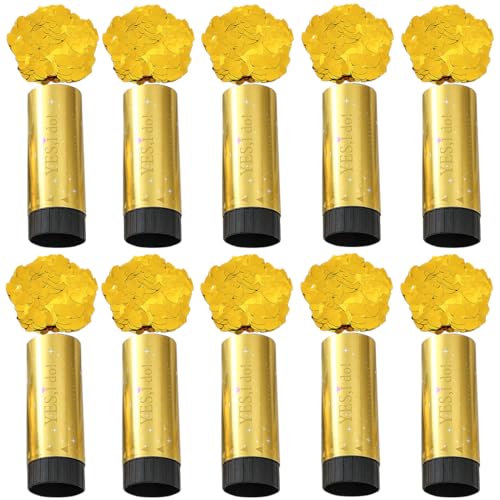 ZESLIV 10 Stück Konfettikanone Party Confetti Kanone, Partypopper Streamer als Partydeko für Hochzeiten, Karneval, Gold von ZESLIV