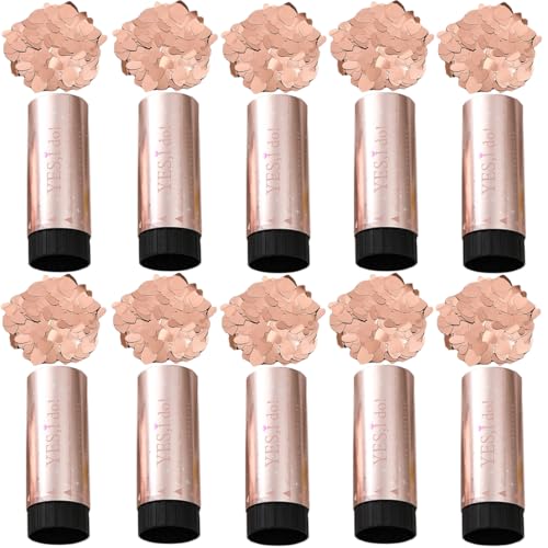 ZESLIV 10 Stück Konfettikanone Party Confetti Kanone, Partypopper Streamer als Partydeko für Hochzeiten, Karneval, Roségold von ZESLIV