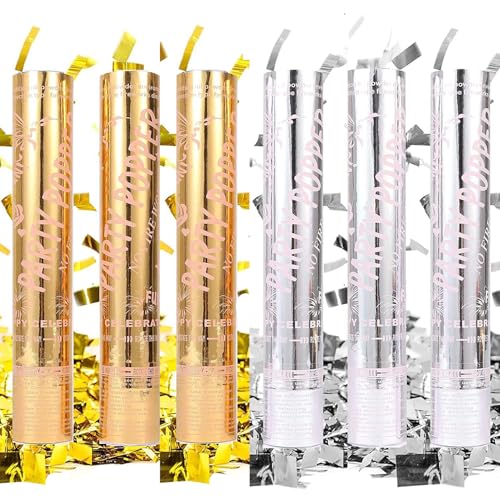 ZESLIV 6 Stück Konfettikanone Party Confetti Kanone, 30cm Party Popper als Partydeko für Geburtstage und Hochzeiten, Karneval von ZESLIV