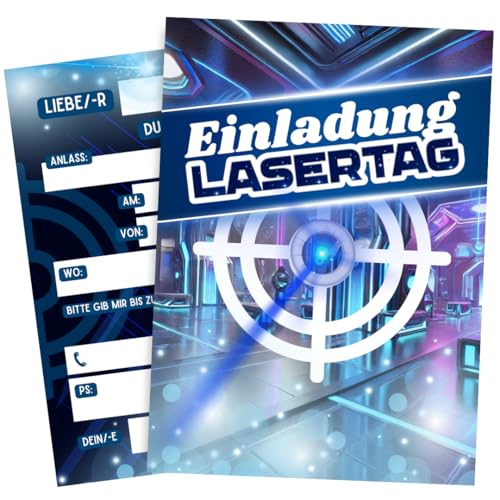 ZETTMANN® 10 Einladungskarten Einschulung Lasertag Einladungskarten Kindergeburtstag Jungen und Mädchen Kinder-Geburtstag Geburtstag Party Einschulung 5 6 7 8 9 10 11 12 13 14 (Laser Tag) von ZETTMANN