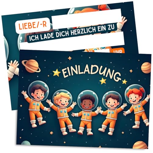 ZETTMANN® 10er Astronauten Einladungskarten - Weltall Kindergeburtstag - Einladungskarten Kindergeburtstag Weltraum - Astronaut - Galaxy - hochwertige Premium Geburtstagseinladungen in A6-Format von ZETTMANN