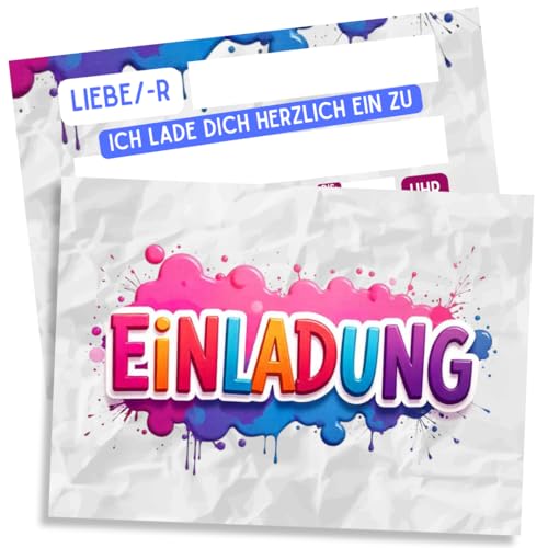 ZETTMANN® 10er Einladungskarten Kindergeburtstag Graffiti für Junge & Mädchen - Geburtstagseinladung I Einladung Geburtstag Graffiti I Geburtstagseinladungen Graffiti Party von ZETTMANN