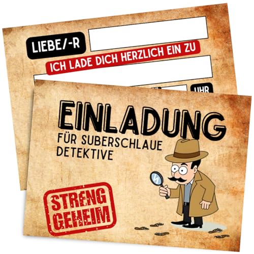 ZETTMANN® 10er Einladungskarten Kindergeburtstag Jungen & Mädchen - Detektiv - Einladung zum Geburtstag - Einladungskarten Geburtstag - coole Geburtstagseinladungen für Kinder (Detektiv) von ZETTMANN
