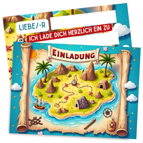 ZETTMANN® 10er Einladungskarten Kindergeburtstag Jungen & Mädchen - Einladung zum Geburtstag - Einladungskarten Geburtstag - coole Geburtstagseinladungen für Kinder (Schatzkarte) von ZETTMANN