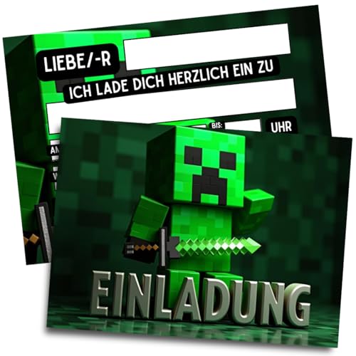 ZETTMANN® 10er Einladungskarten Kindergeburtstag Jungen & Mädchen - Stylishe Einladung zum Geburtstag - Einladungskarten Geburtstag - coole Geburtstagseinladungen für Kinder (Monster) von ZETTMANN