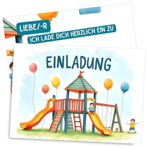 ZETTMANN® 10er Einladungskarten Kindergeburtstag Jungen & Mädchen - Stylishe Einladung zum Geburtstag - Einladungskarten Geburtstag - coole Geburtstagseinladungen für Kinder (Spielplatz) von ZETTMANN