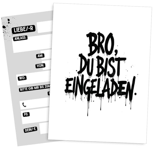 ZETTMANN® 10er Einladungskarten Kindergeburtstag Mädchen Junge - Einladung zum Geburtstag - Einladungskarten Geburtstag - Geburtstagseinladungen für Kinder (Bro, du bist eingeladen) von ZETTMANN