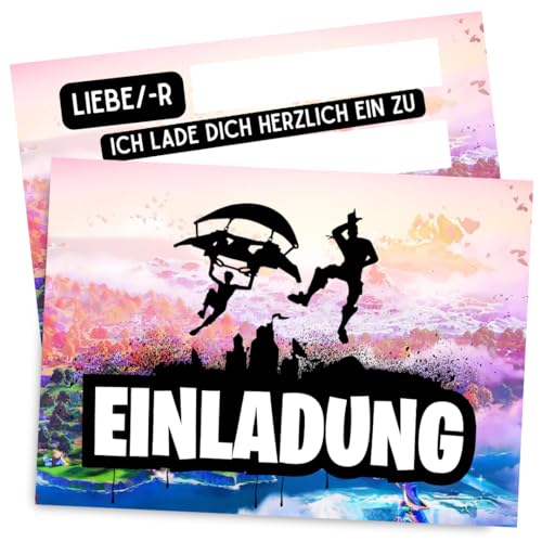 ZETTMANN® 10er Einladungskarten Kindergeburtstag Mädchen Junge - Einladung zum Geburtstag - Einladungskarten Geburtstag - Geburtstagseinladungen für Kinder (Gamer) von ZETTMANN