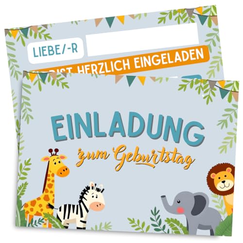 ZETTMANN® 10er Einladungskarten Kindergeburtstag Mädchen Junge - Einladung zum Geburtstag - Einladungskarten Geburtstag - Geburtstagseinladungen für Kinder (Wilde Tiere) von ZETTMANN