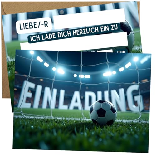 ZETTMANN® 10er Fußball Einladungskarten Kindergeburtstag Junge I DIN A6 I I Einladung Geburtstag I Einladungskarten Fußball Jungen (mit Umschläge) von ZETTMANN