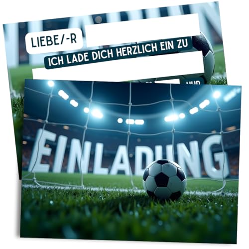 ZETTMANN® 10er Fußball Einladungskarten Kindergeburtstag Junge I DIN A6 I I Einladung Geburtstag I Einladungskarten Fußball Jungen (ohne Umschläge) von ZETTMANN