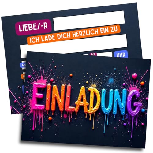 ZETTMANN® 10er Graffiti Einladungskarten Kindergeburtstag Jungen & Mädchen - Stylishe Einladung zum Geburtstag mit Graffiti - Einladungskarten Geburtstag - coole Geburtstagseinladungen für Kinder von ZETTMANN