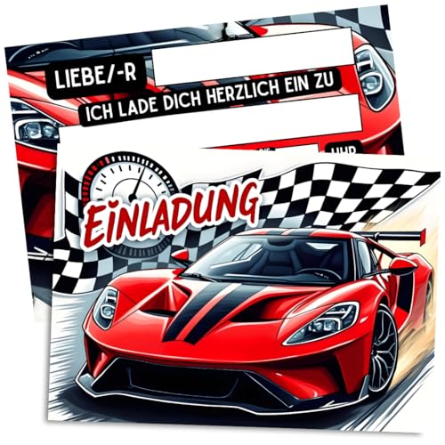 ZETTMANN® 10er Premium Einladungskarten für Kindergeburtstag Auto | Rennauto | Einladungen für Jungen | Einladungskarten Geburtstag Kinder | Geburtstagseinladungen Partyeinladungen Jungs von ZETTMANN