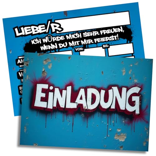 ZETTMANN® 10er Premium Kindergeburtstag Einladungskarten Graffiti - A6 Partyeinladungen | Graffiti Party | Geburtstagsfeier für Kinder, Jungen und Mädchen von ZETTMANN